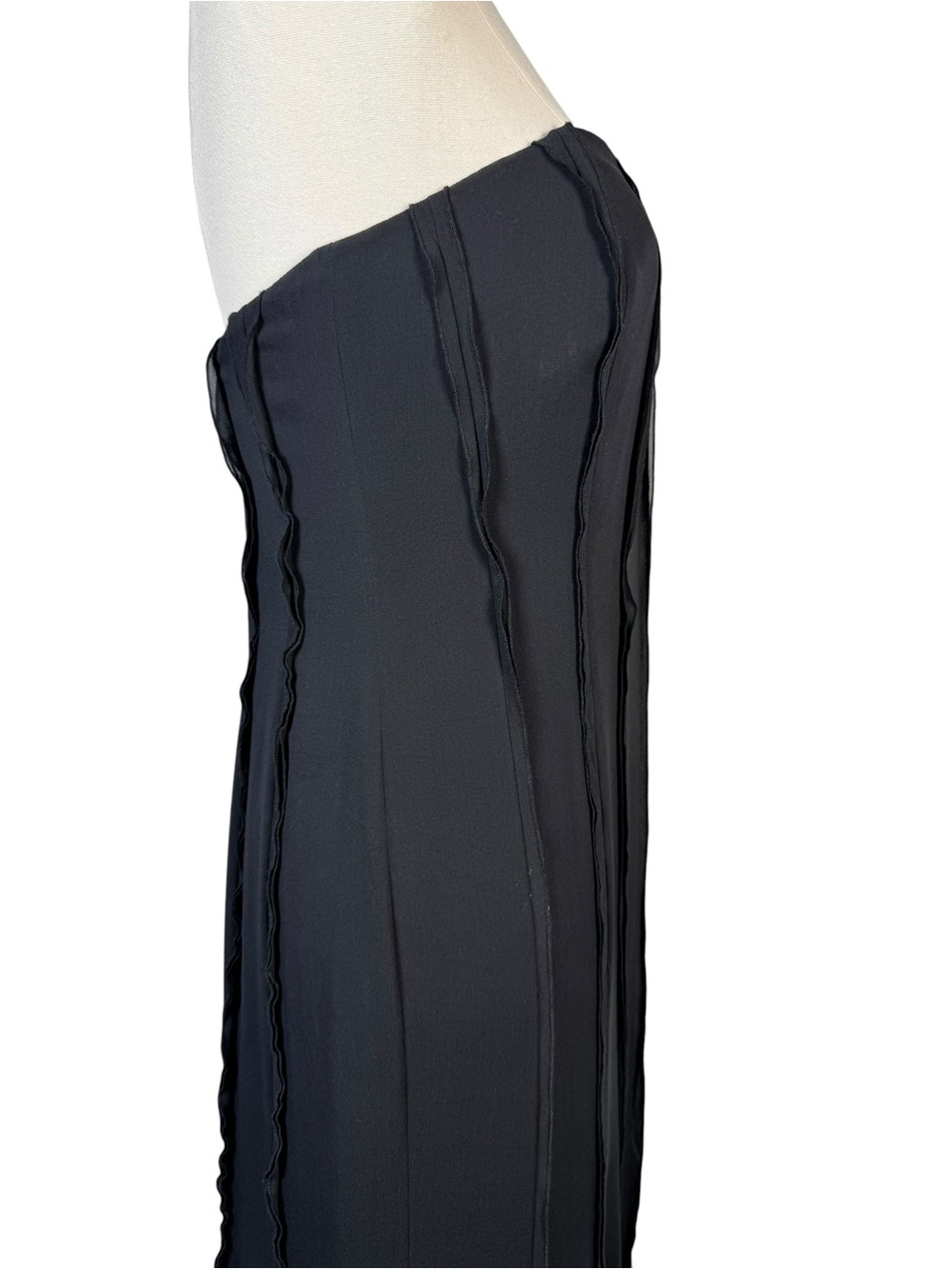 Ann Taylor Black Silk Strapless Evening Gown Maxi Dress A-Line Built-In Bra Sz 8 - Picture 7 of 10